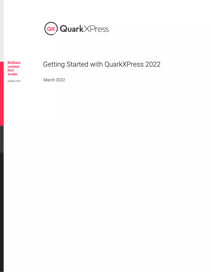 Imagen de la primera página del manual del dispositivo QuarkXPress 2022