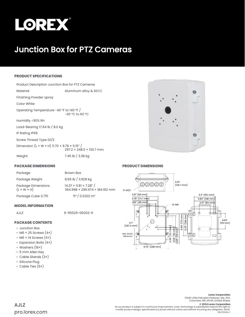 Imagen de la primera página del manual del dispositivo AJLZ-1W