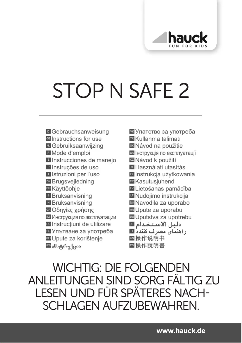 Página 1 del manual Manual de usuario Hauck Stop'n Safe 2