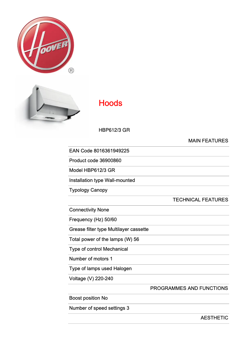 Imagen de la primera página del manual del dispositivo HBP612/3 GR