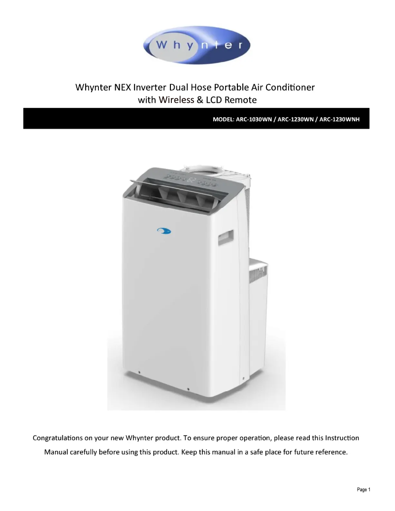 Página 1 del manual Manual de usuario Whynter ARC-1230WNH