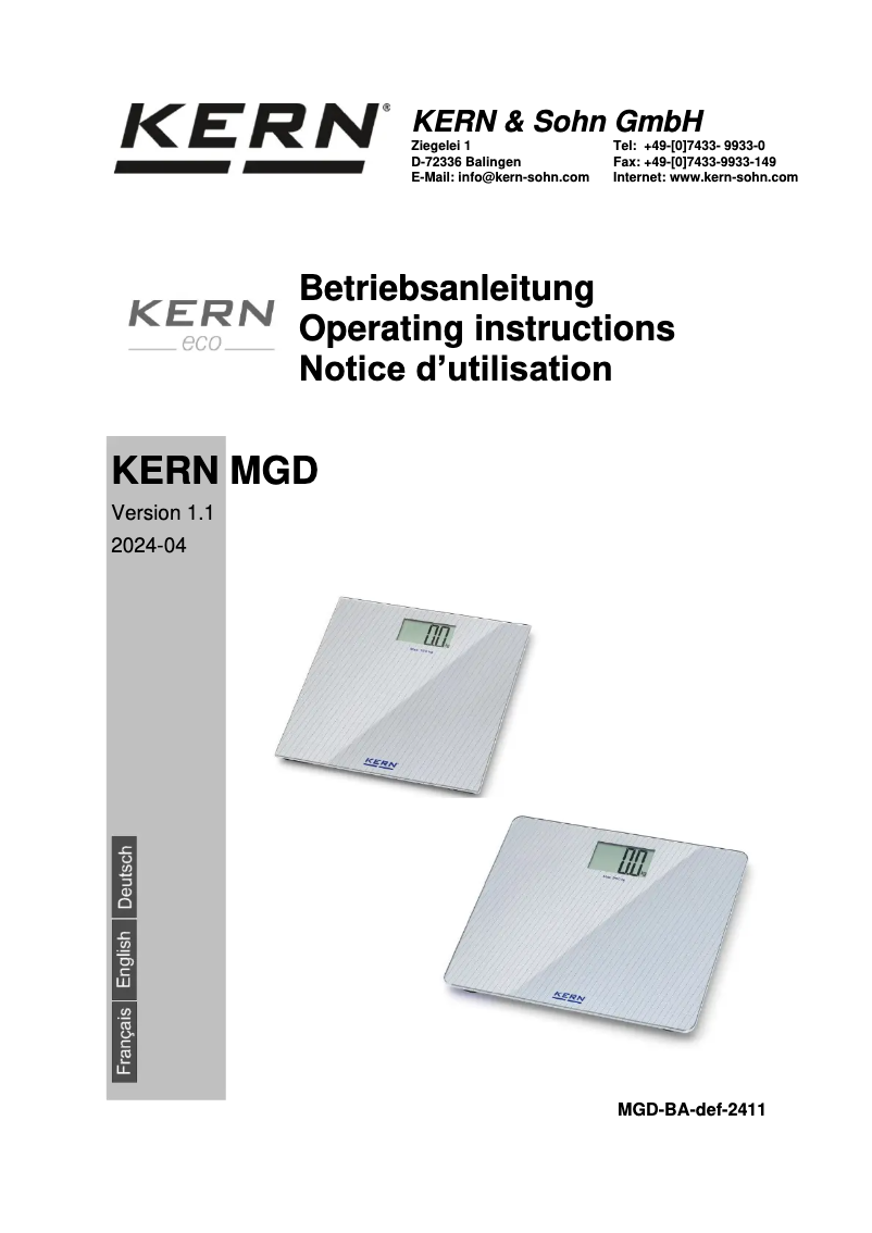 Imagen de la primera página del manual del dispositivo MGD 100K-1S05