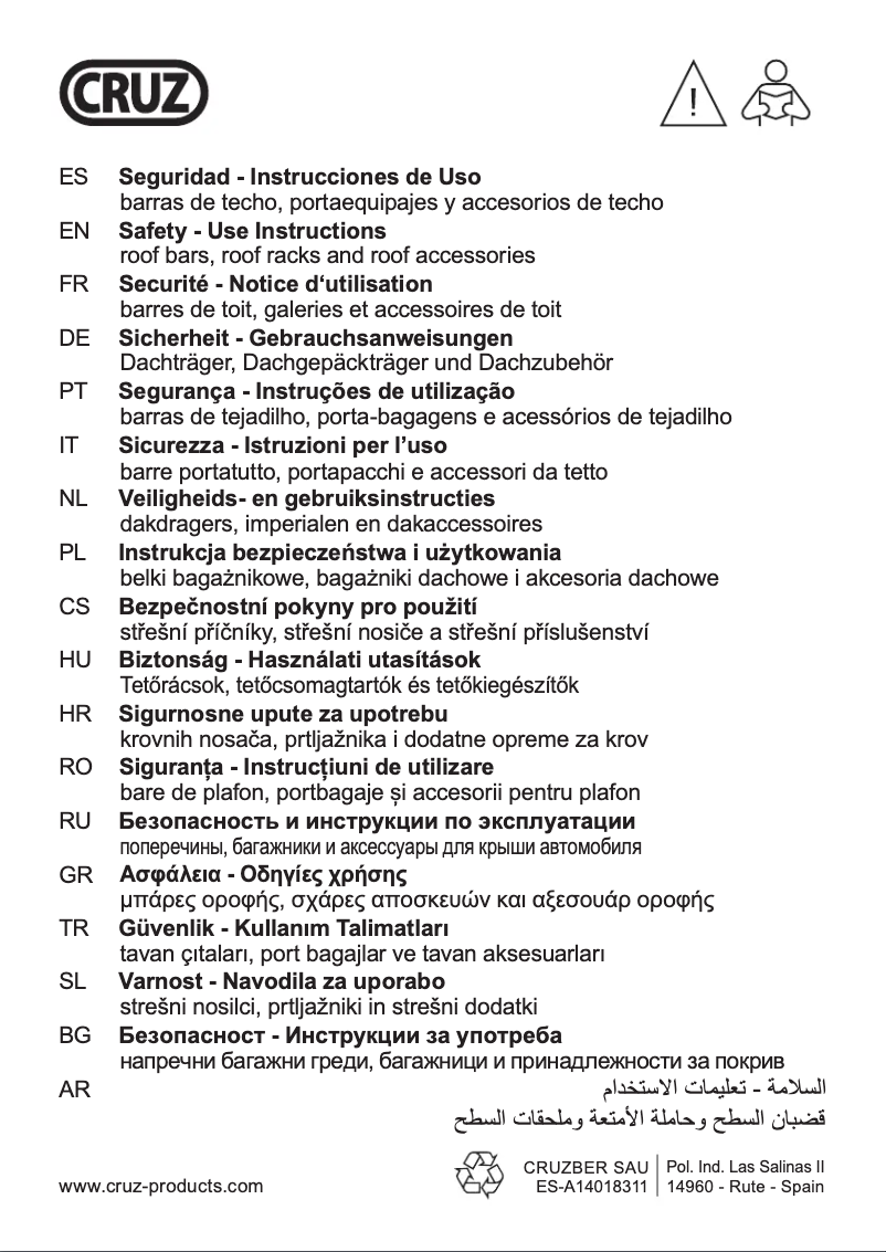 Página nº 1 - Instrucciones de seguridad Cruz Box 430N
