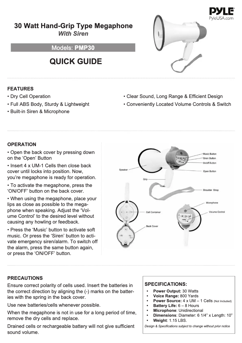 Página nº 1 - Manual de usuario Pyle PMP30