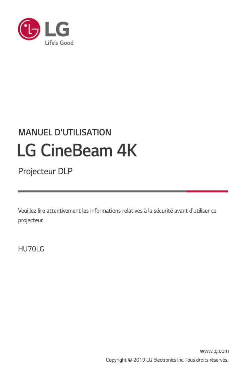 Imagen de la primera página del manual del dispositivo CineBeam HU70LG