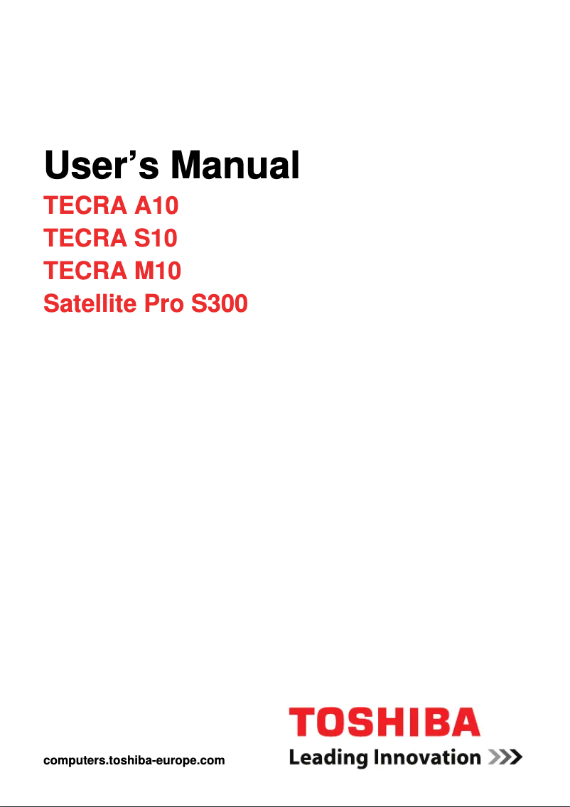 Página nº 1 - Manual de usuario Toshiba Tecra S10