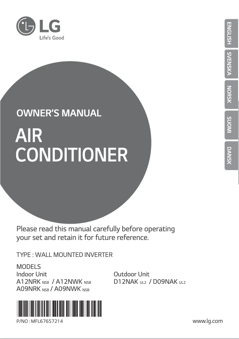 Página 1 del manual Manual de usuario LG A09NRK.NSB