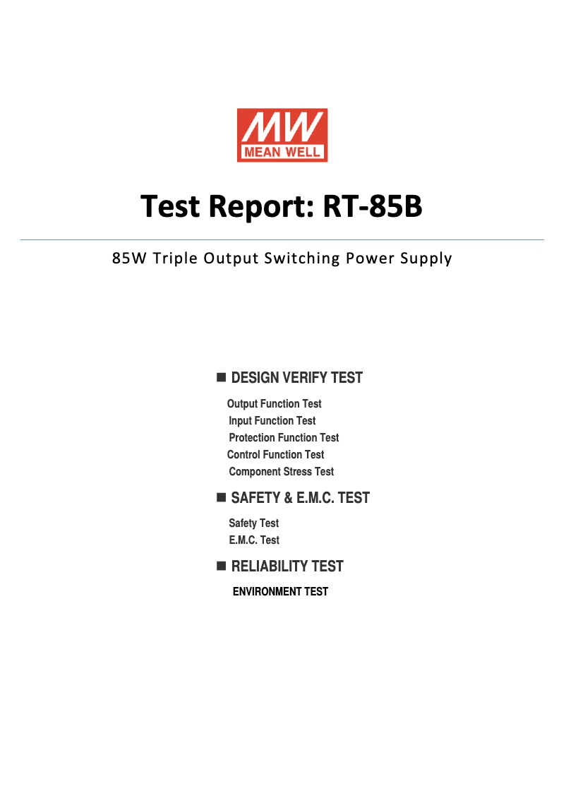 Página 1 del manual Ficha técnica Mean Well RT-85B