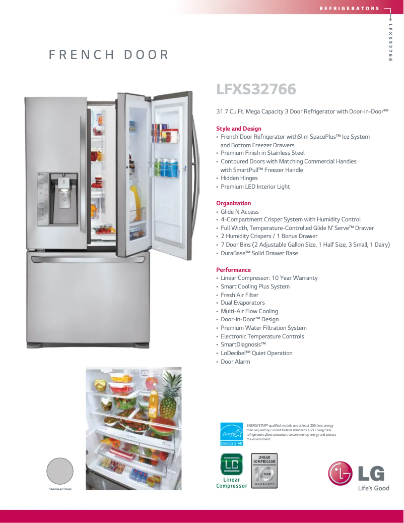 Imagen de la primera página del manual del dispositivo LFXS32766S