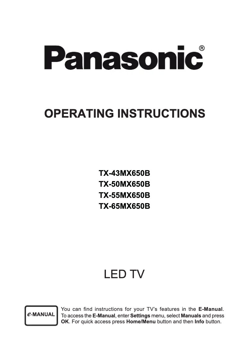 Página 1 del manual Manual de usuario Panasonic TX-43MX650B