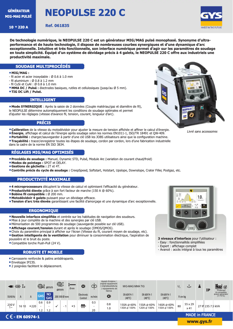 Imagen de la primera página del manual del dispositivo Neopulse 220 C
