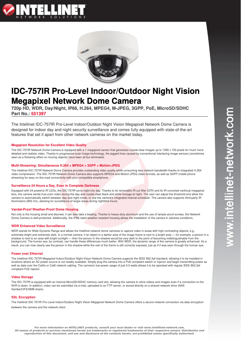 Página nº 1 - Manual de usuario Intellinet IDC-757IR