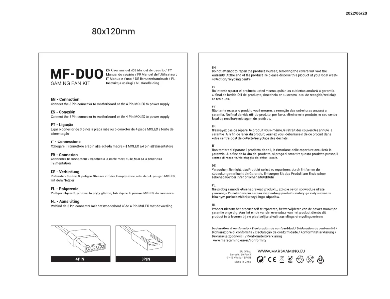 Imagen de la primera página del manual del dispositivo MF-DUO