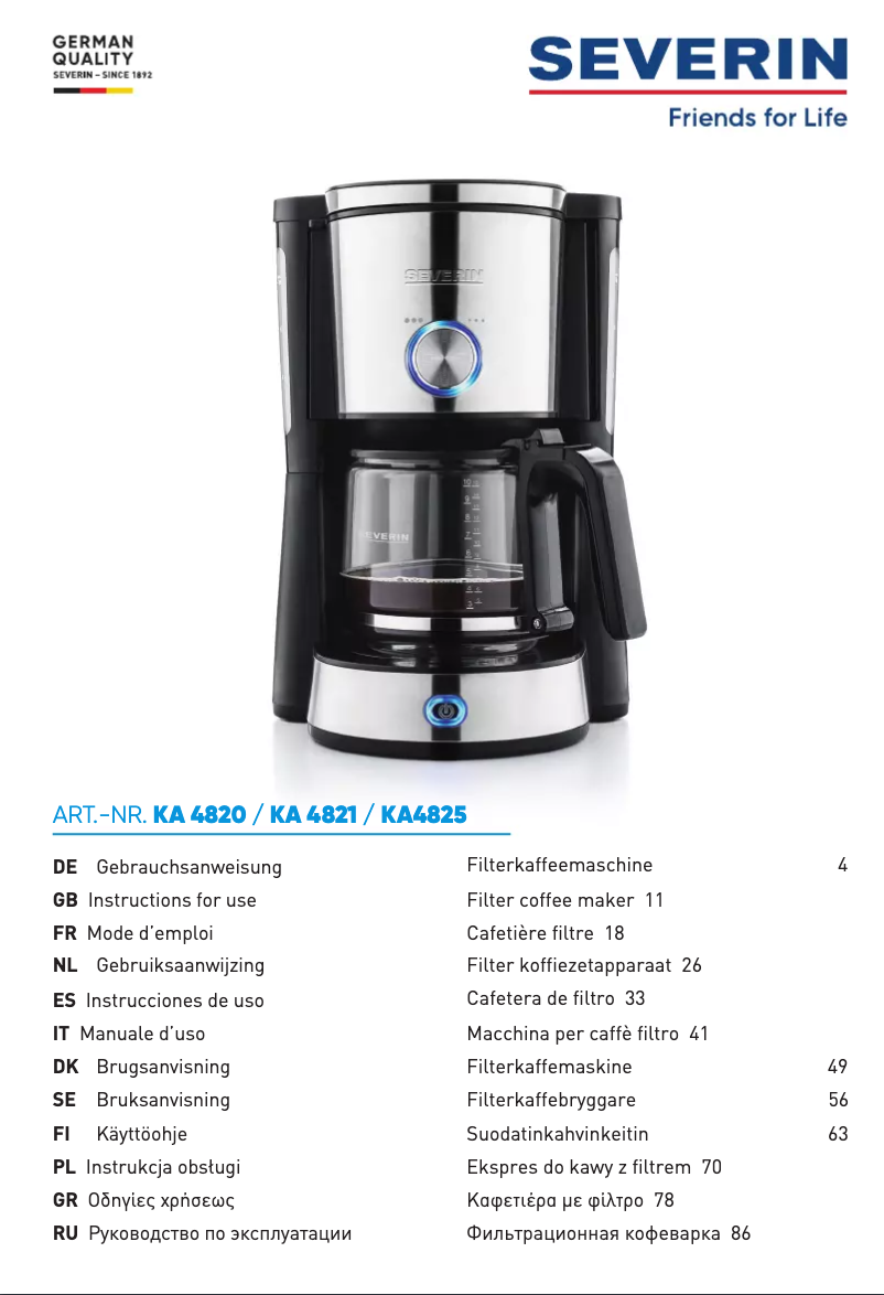 Página 1 del manual Manual de usuario Severin KA 4820