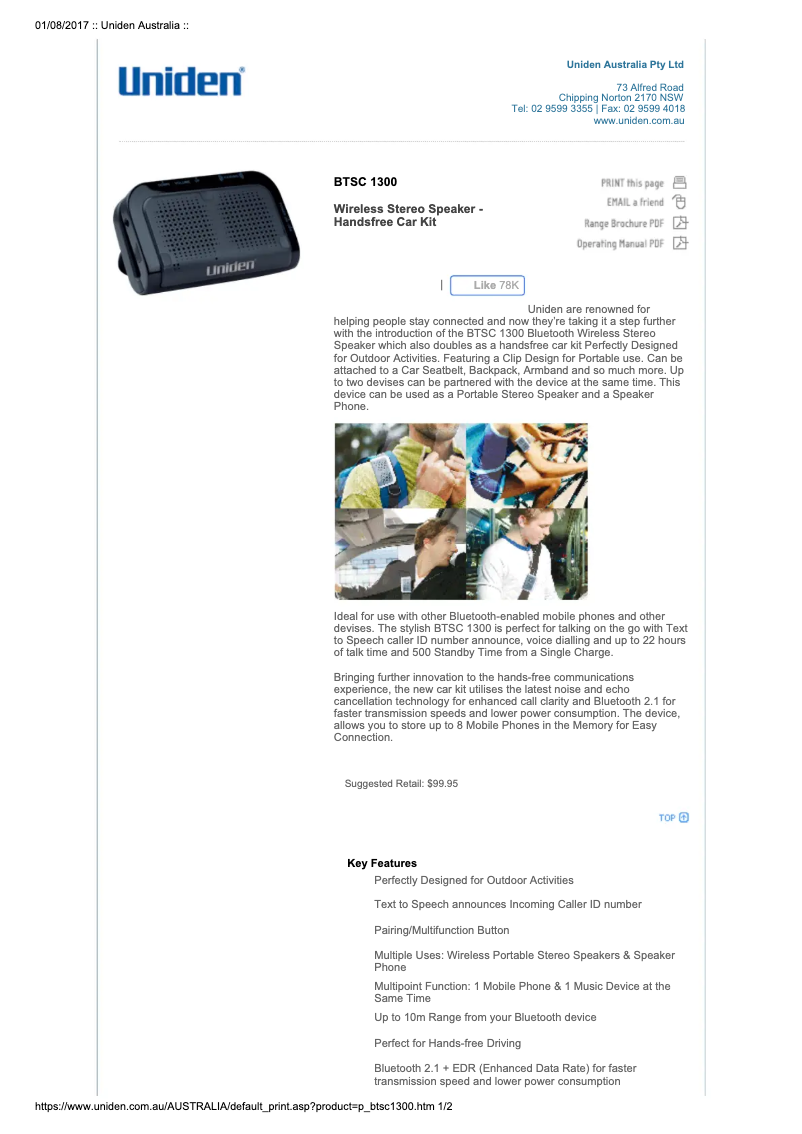 Página 1 del manual Manual de usuario Uniden BTSC 1300