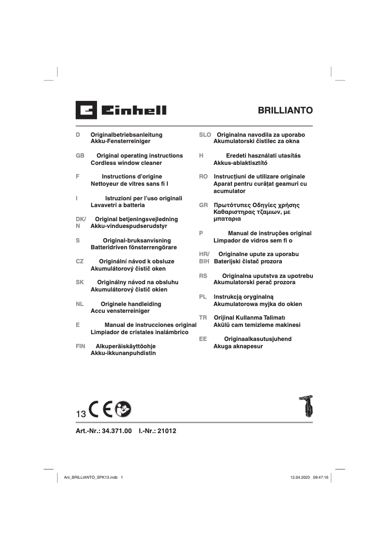 Página nº 1 - Manual de usuario Einhell BRILLIANTO