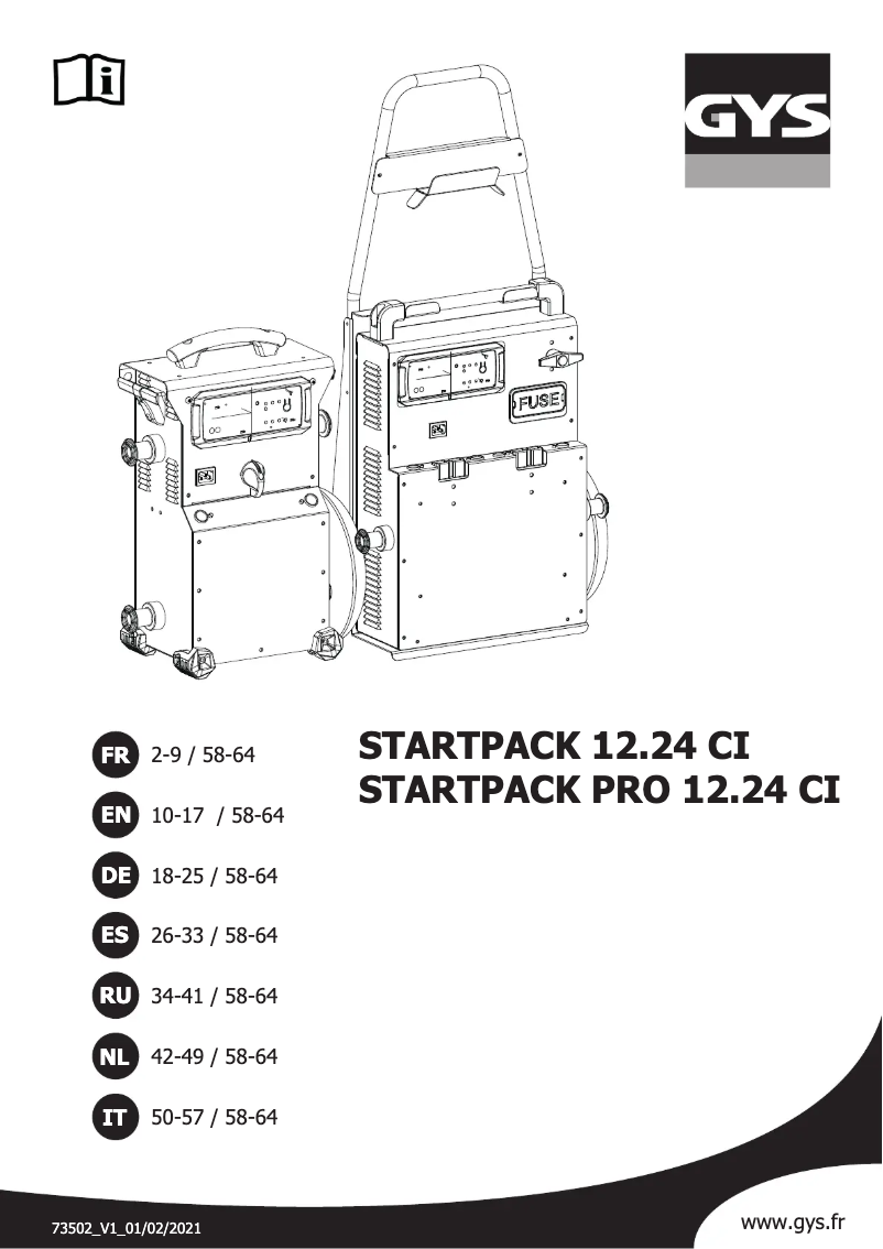 Página 1 del manual Manual de usuario GYS Startpack PRO 12.24 CI