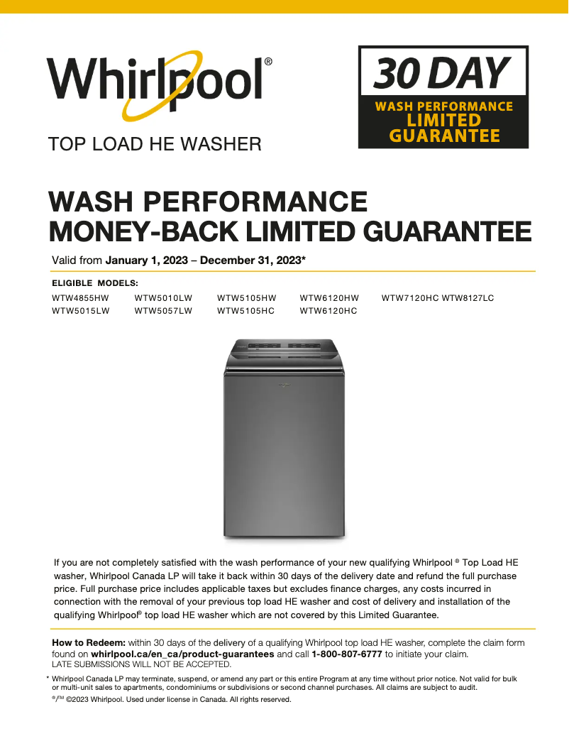 Imagen de la primera página del manual del dispositivo WTW6120HW