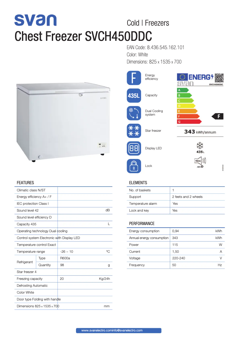 Página 1 del manual Ficha técnica SVAN SVCH450DDC