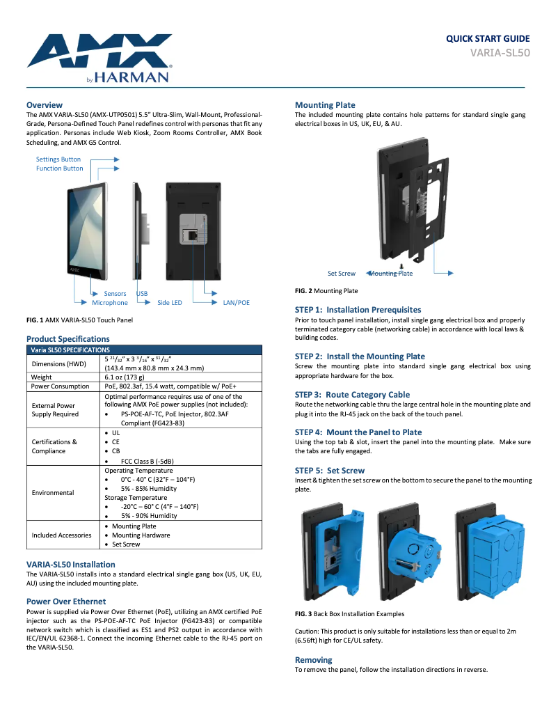 Imagen de la primera página del manual del dispositivo VARIA-SL50