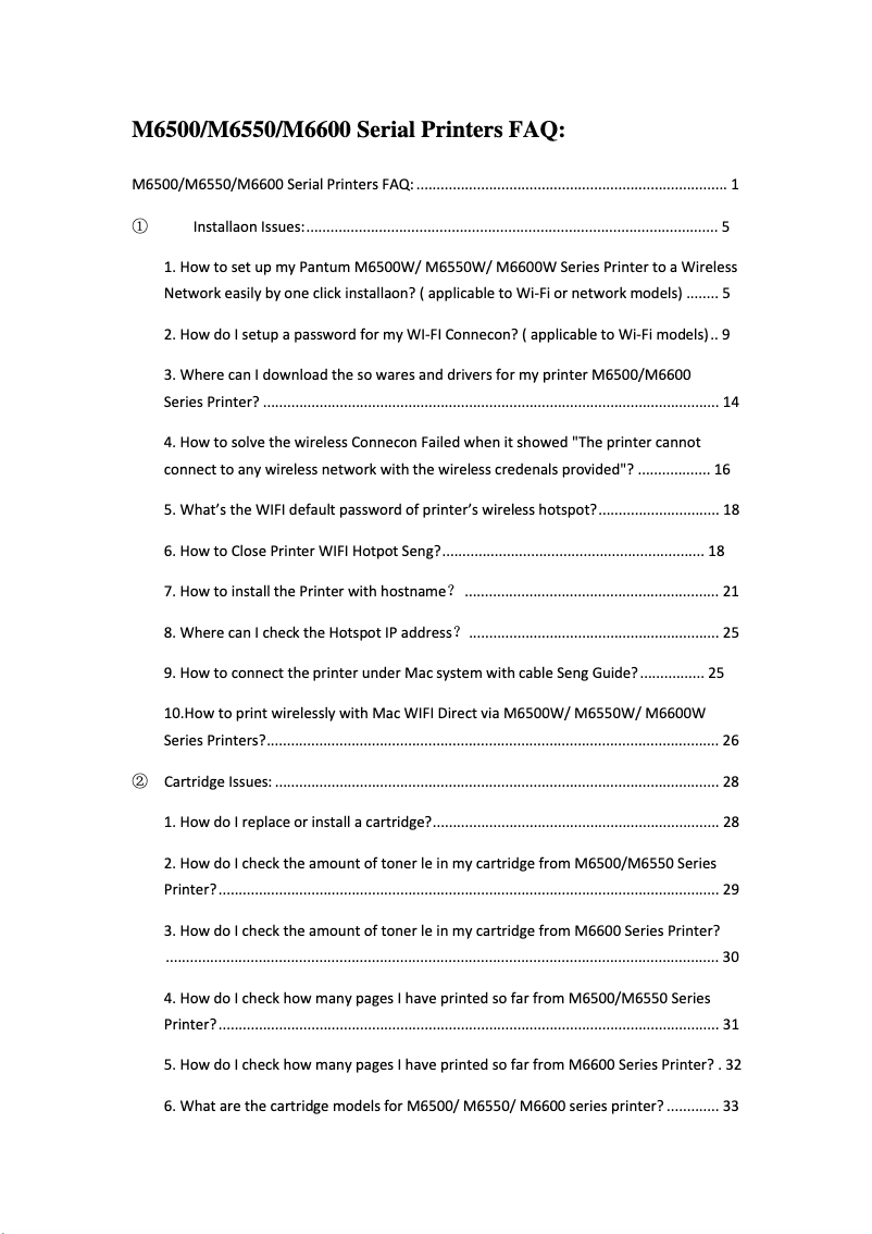 Página 1 del manual Preguntas frecuentes Pantum M6506