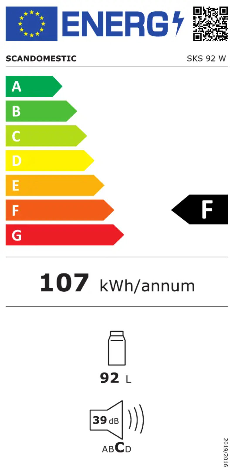 Página 1 del manual Etiqueta energética Scandomestic SKS 92 W