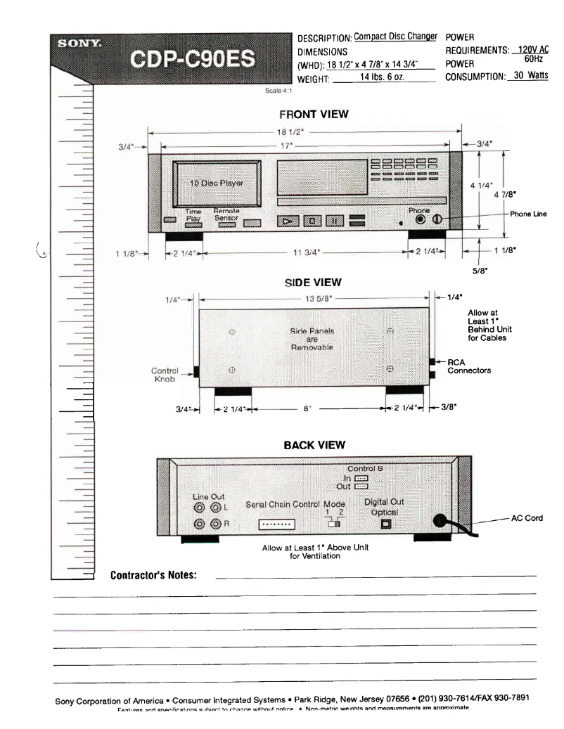 Página nº 1 - Guía de instalación Sony CDP-C90ES