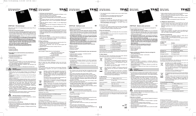 Imagen de la primera página del manual del dispositivo Step Plus 50.1015.01