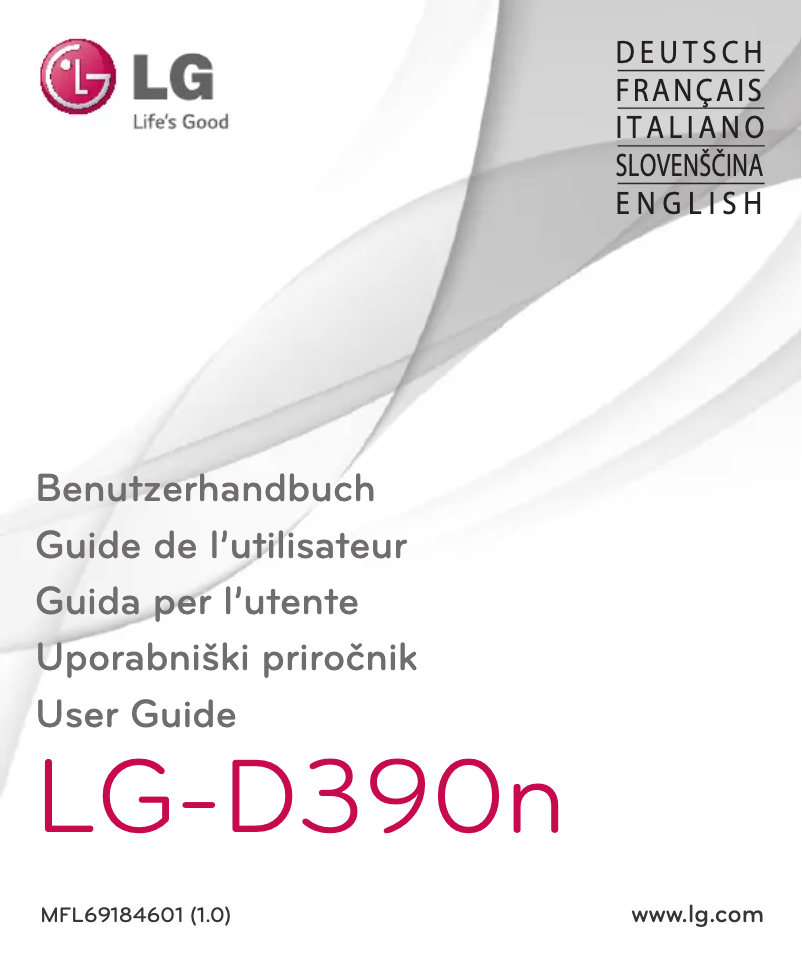Imagen de la primera página del manual del dispositivo LG-D390N