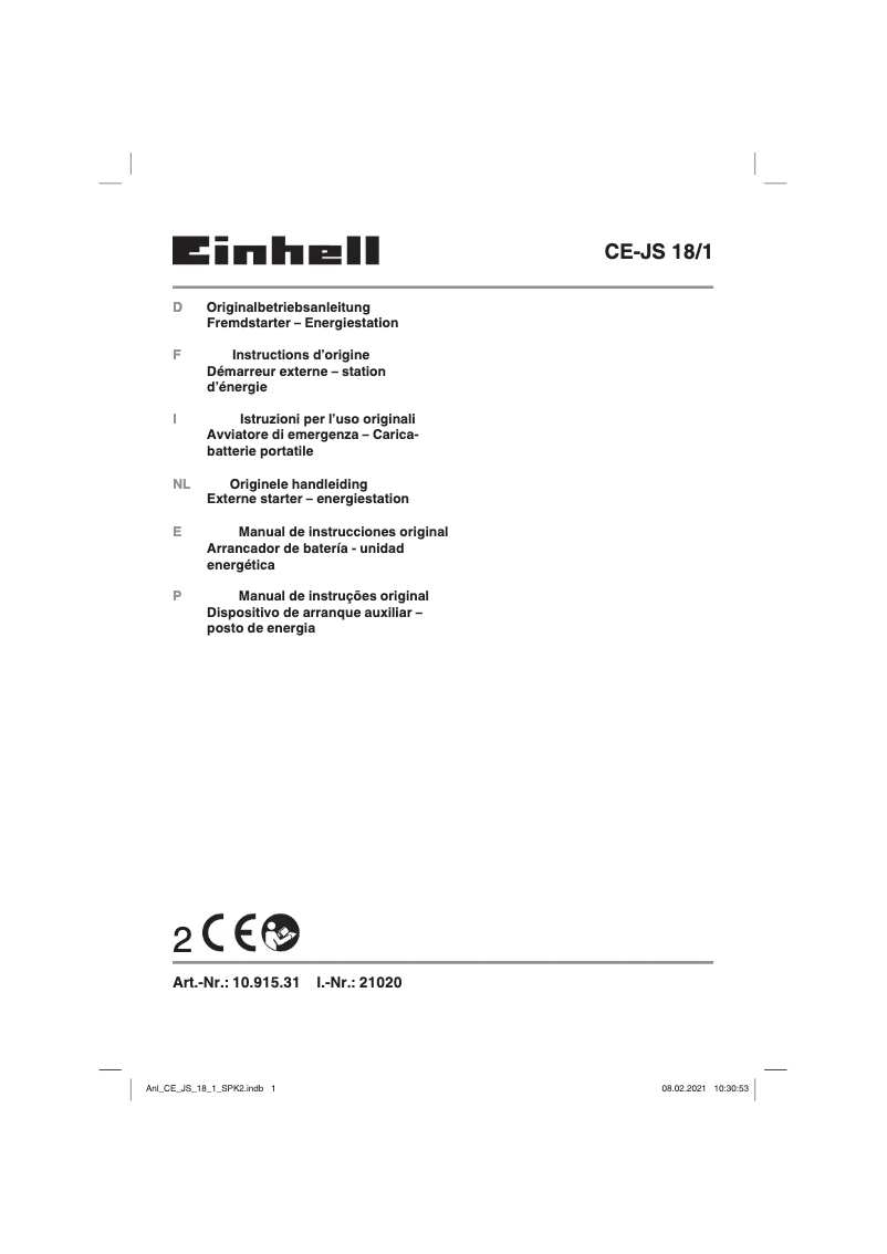 Página nº 1 - Manual de usuario Einhell CE-JS 18/1