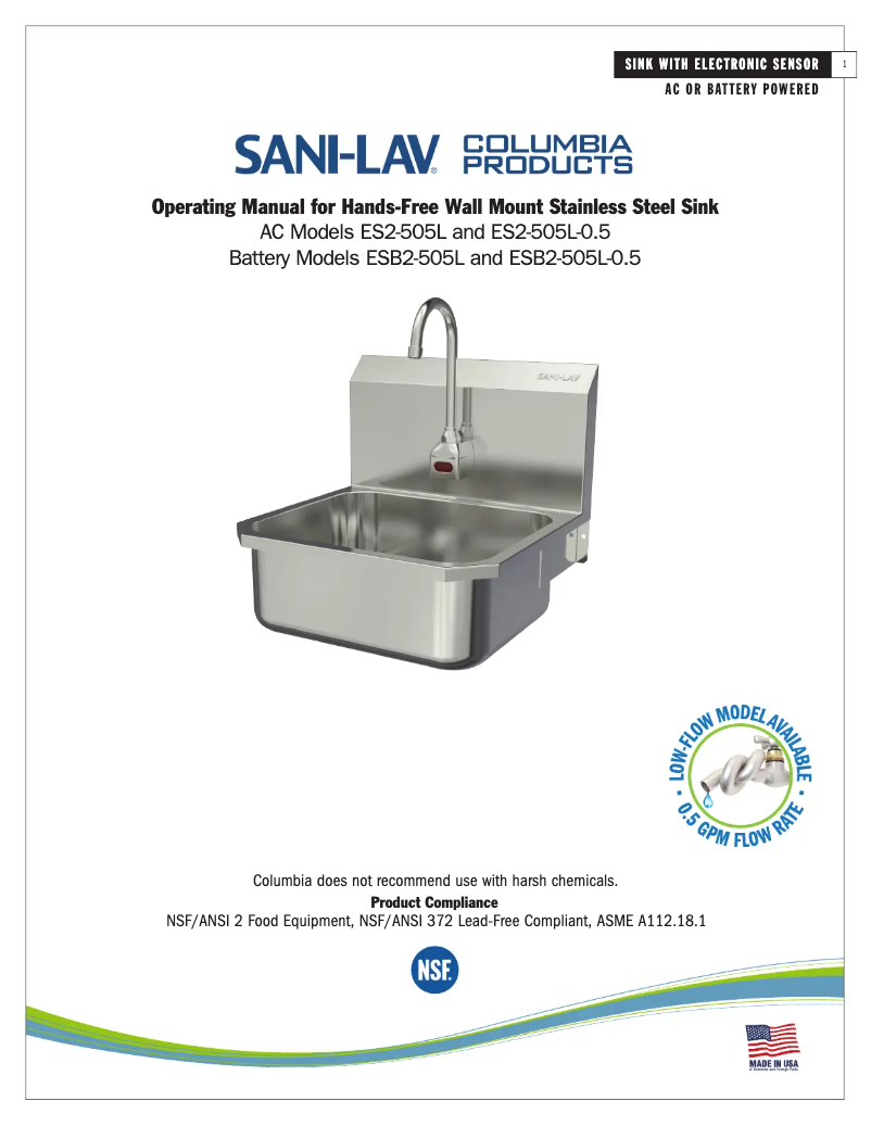 Página 1 del manual Manual de usuario Sani-Lav ES2-505L