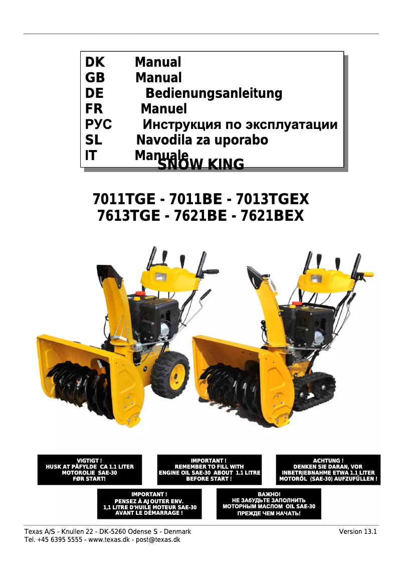 Página nº 1 - Manual de usuario Texas Snow King 7621 BE