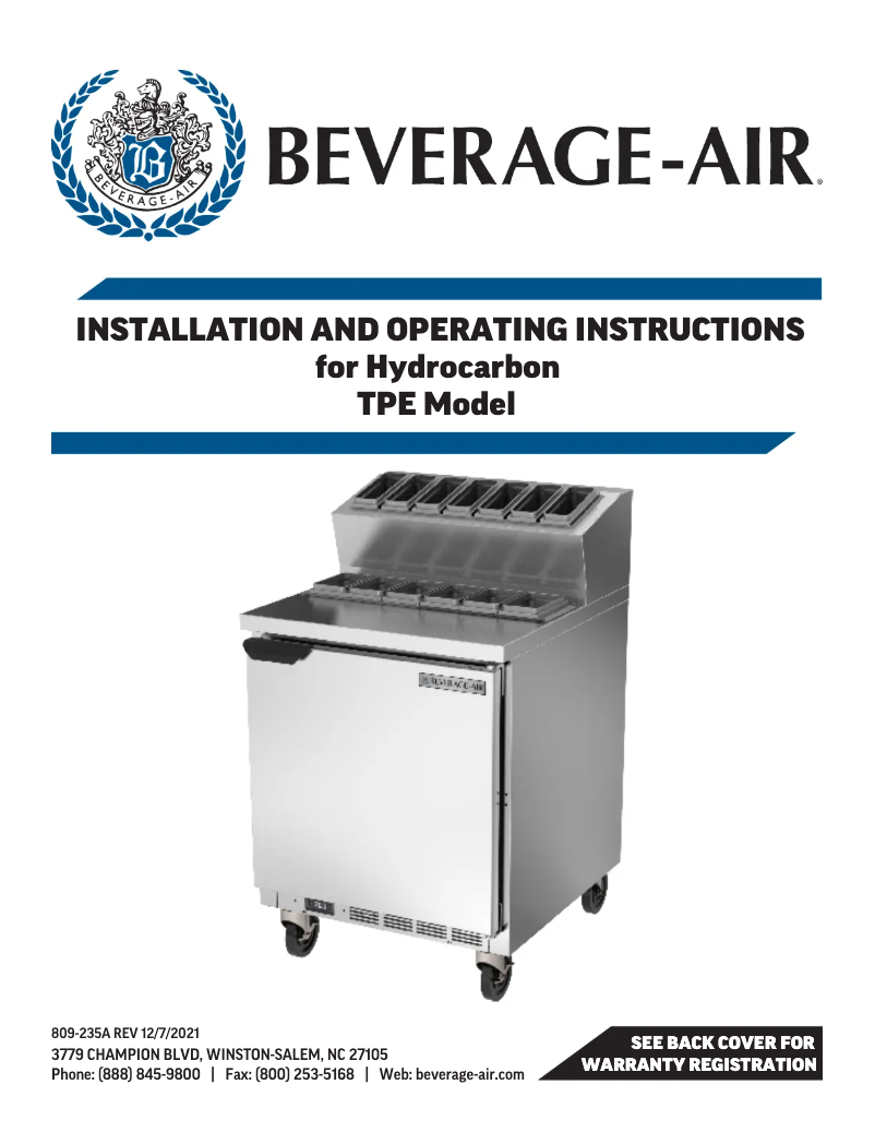 Página 1 del manual Manual de usuario Beverage-Air DPD72HC-6