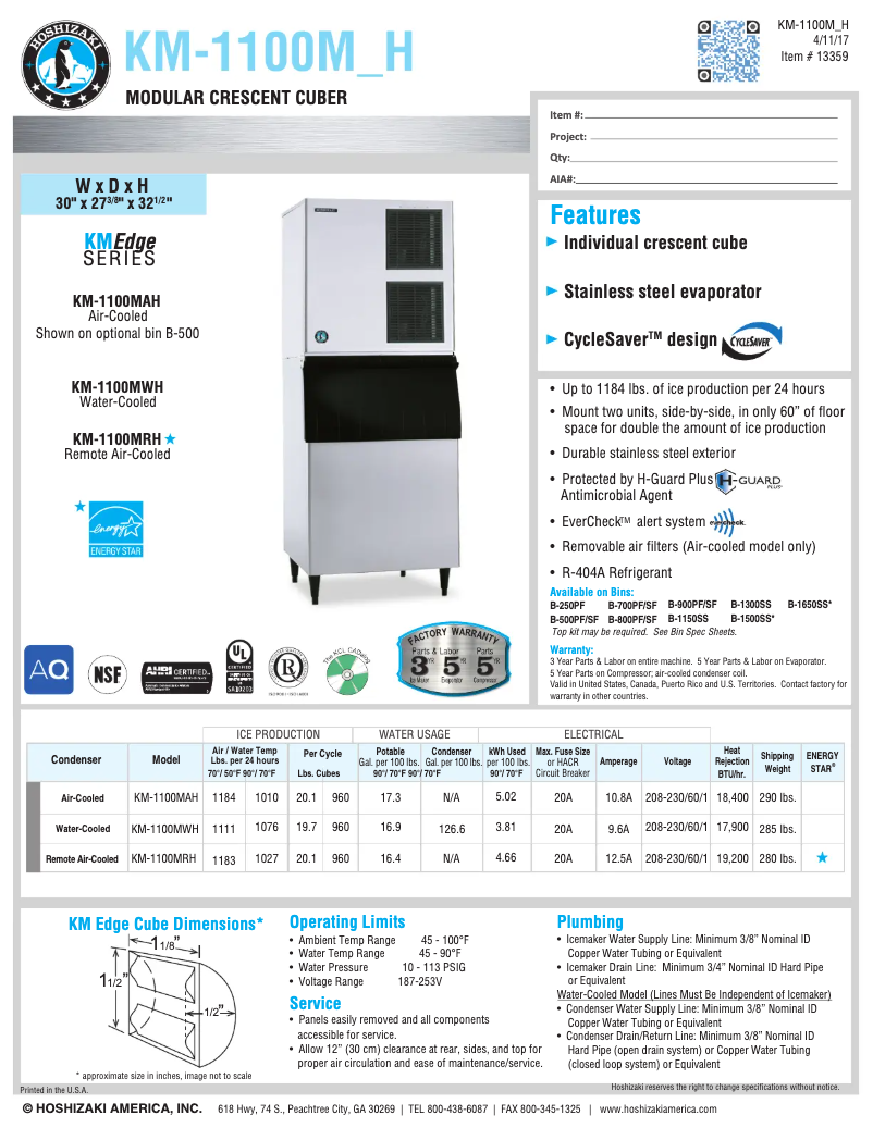 Imagen de la primera página del manual del dispositivo KM-1100MWH