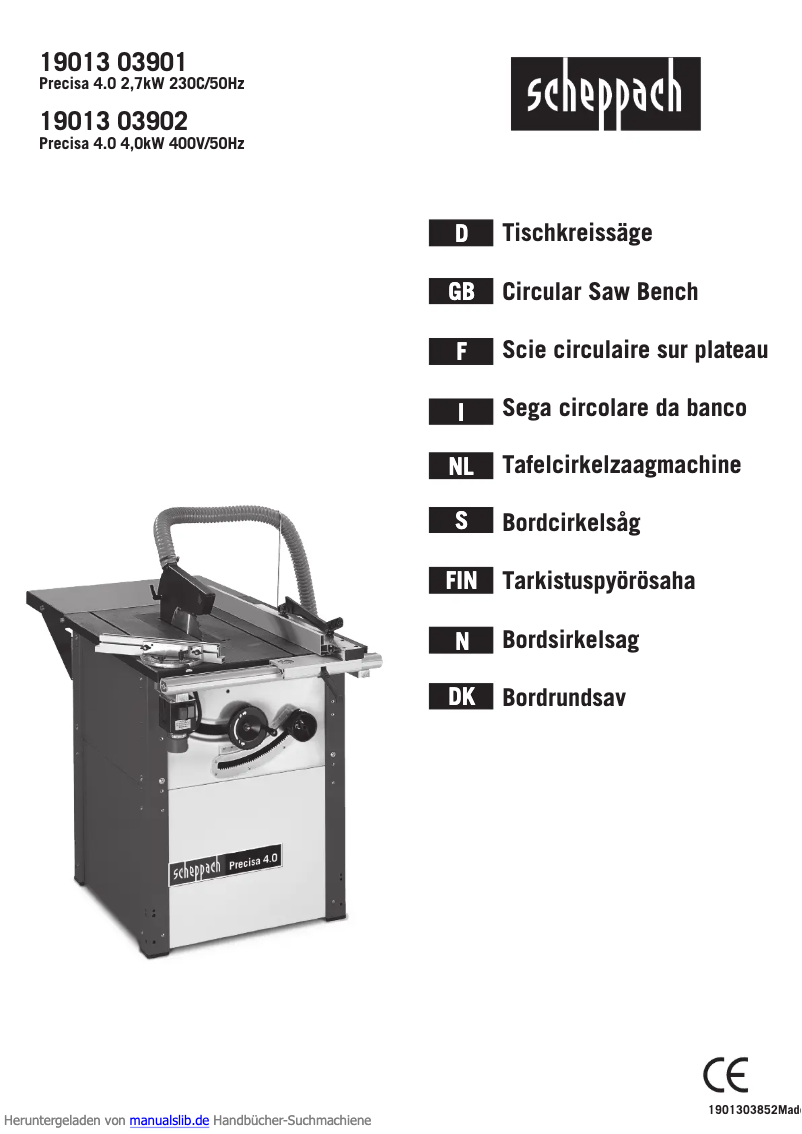 Página 1 del manual Manual de usuario Scheppach 1901303902