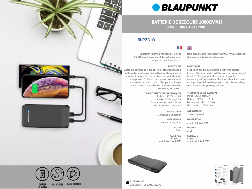 Imagen de la primera página del manual del dispositivo BLP7310