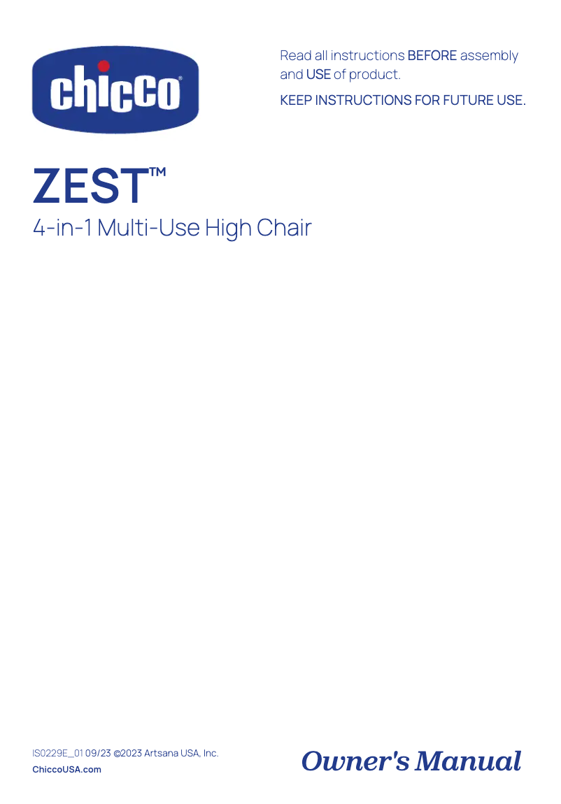 Página 1 del manual Manual de usuario Chicco Zest
