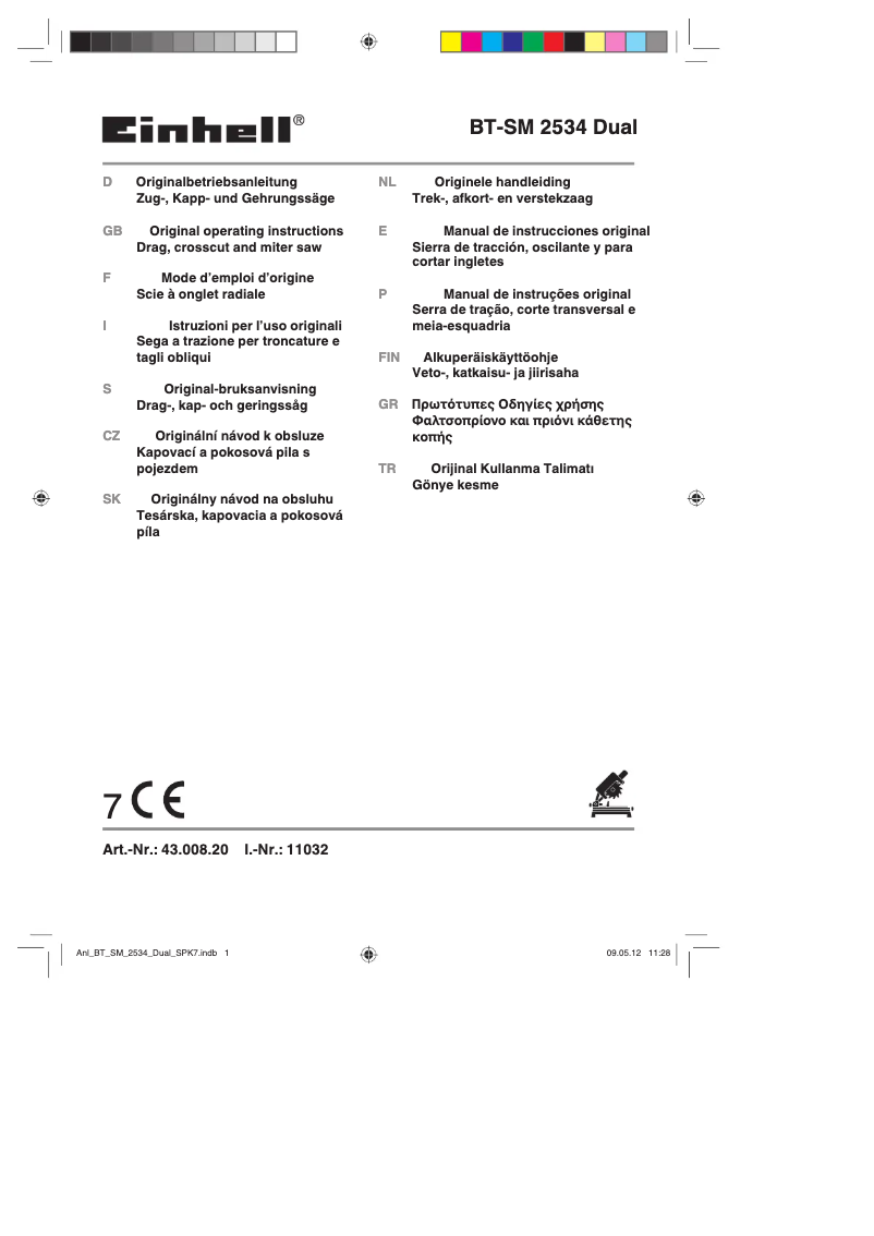 Página 1 del manual Manual de usuario Einhell BT-SM 2534 Dual