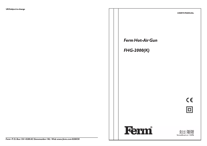 Imagen de la primera página del manual del dispositivo FHG-2000