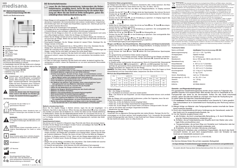 Imagen de la primera página del manual del dispositivo BS 483