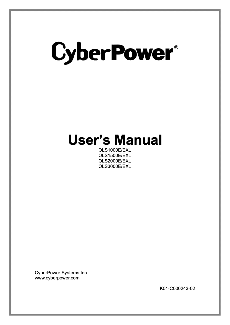 Página 1 del manual Manual de usuario CyberPower OLS3000EXL