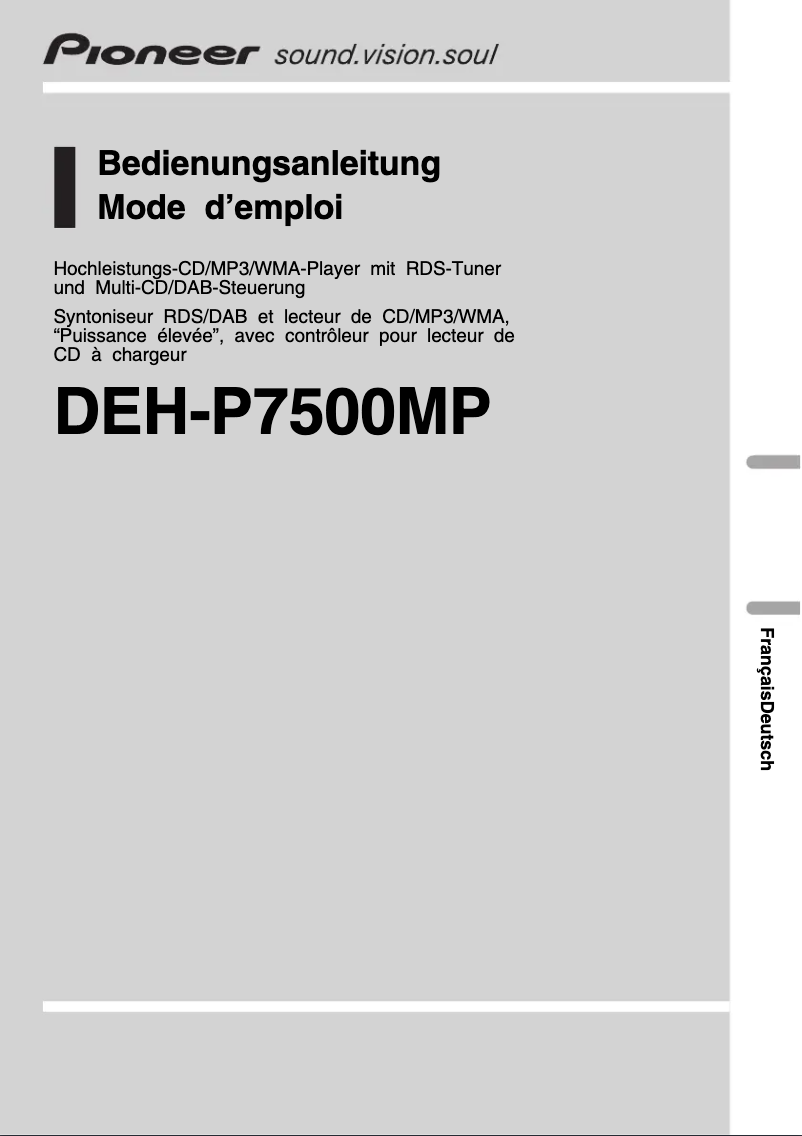 Imagen de la primera página del manual del dispositivo DEH-P7500MP