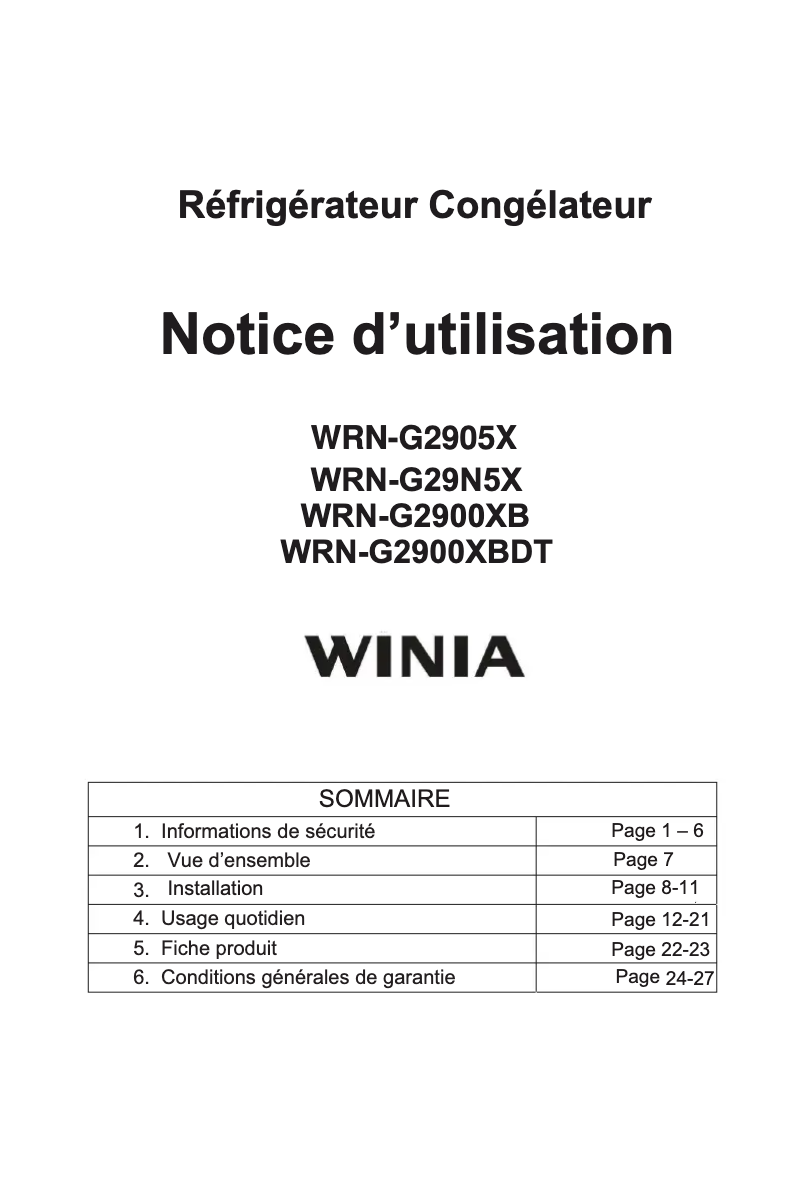 Imagen de la primera página del manual del dispositivo WRN-G29N5X