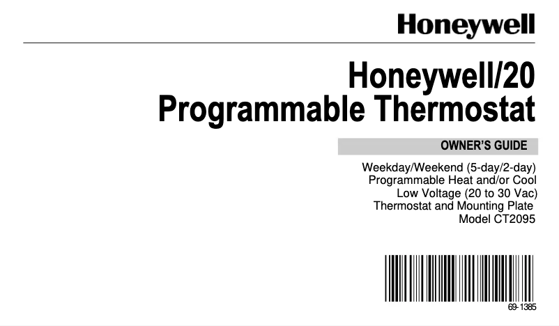 Página 1 del manual Manual de usuario Honeywell CT2095