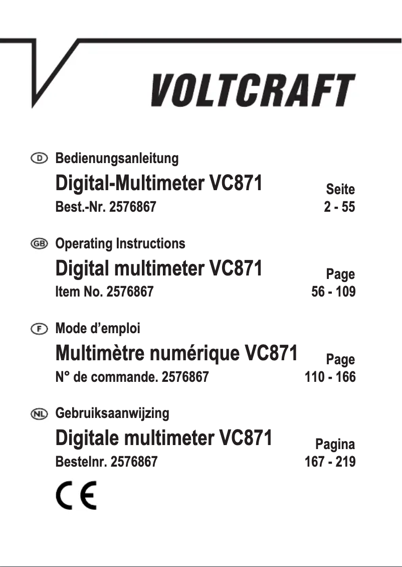 Página 1 del manual Manual de usuario Voltcraft VC871