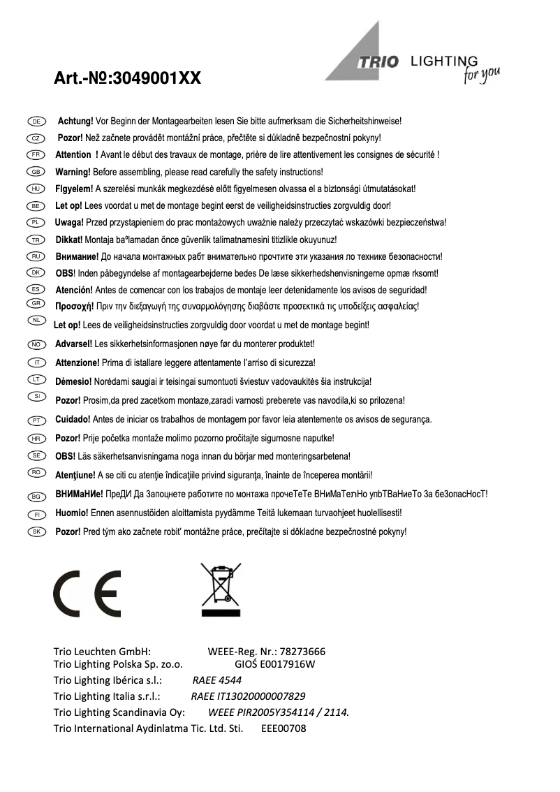 Imagen de la primera página del manual del dispositivo Dover 304900100