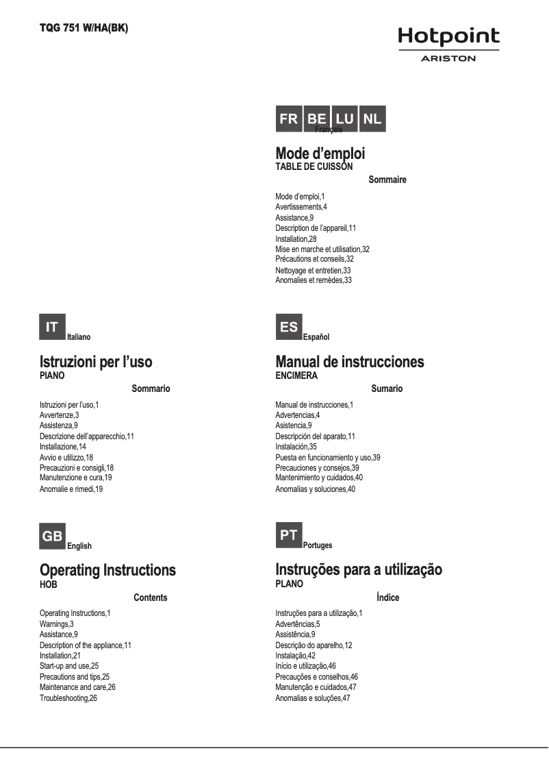 Imagen de la primera página del manual del dispositivo TQG 751 W/HA(BK)