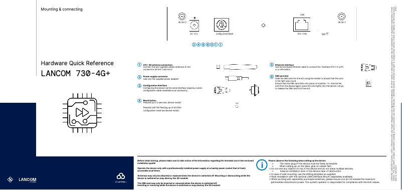 Imagen de la primera página del manual del dispositivo 730-4G+