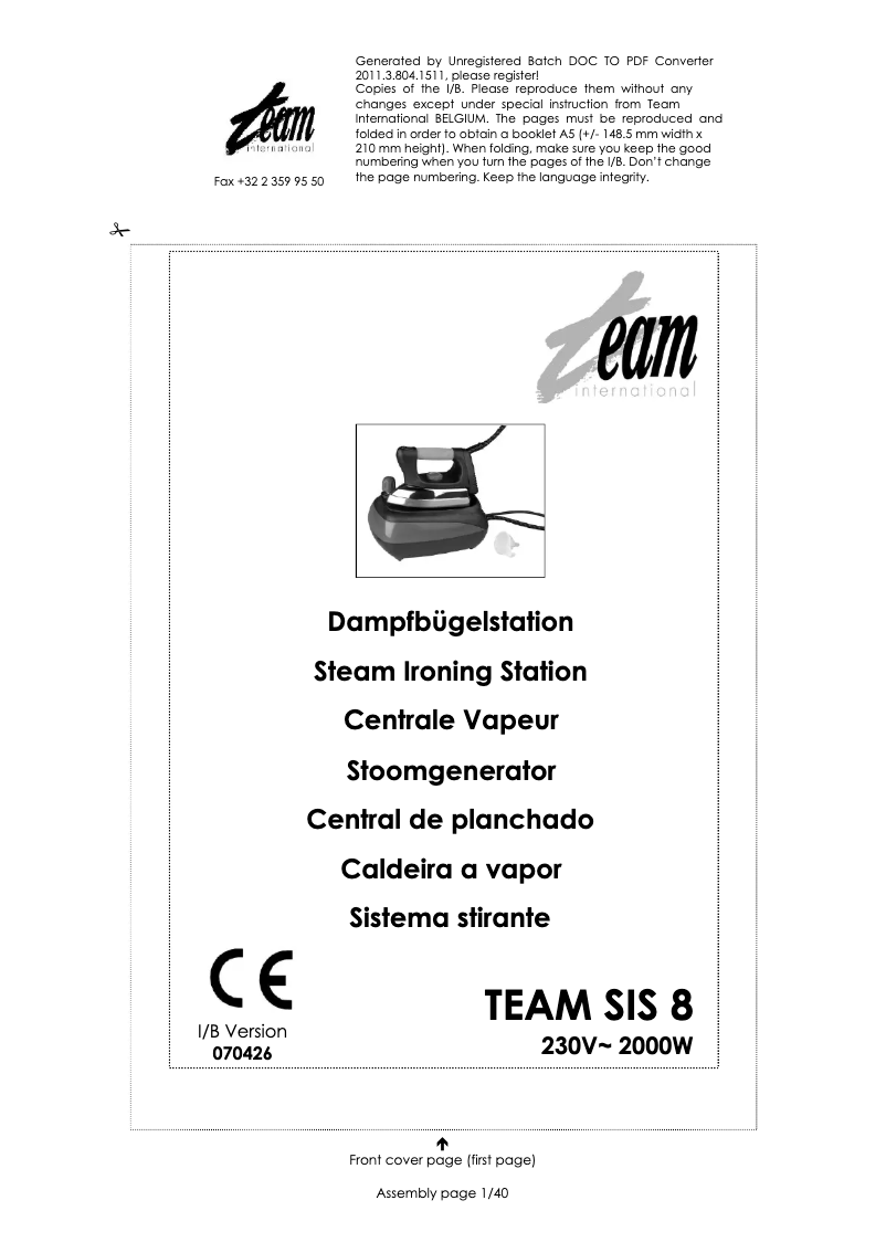 Imagen de la primera página del manual del dispositivo SIS 8