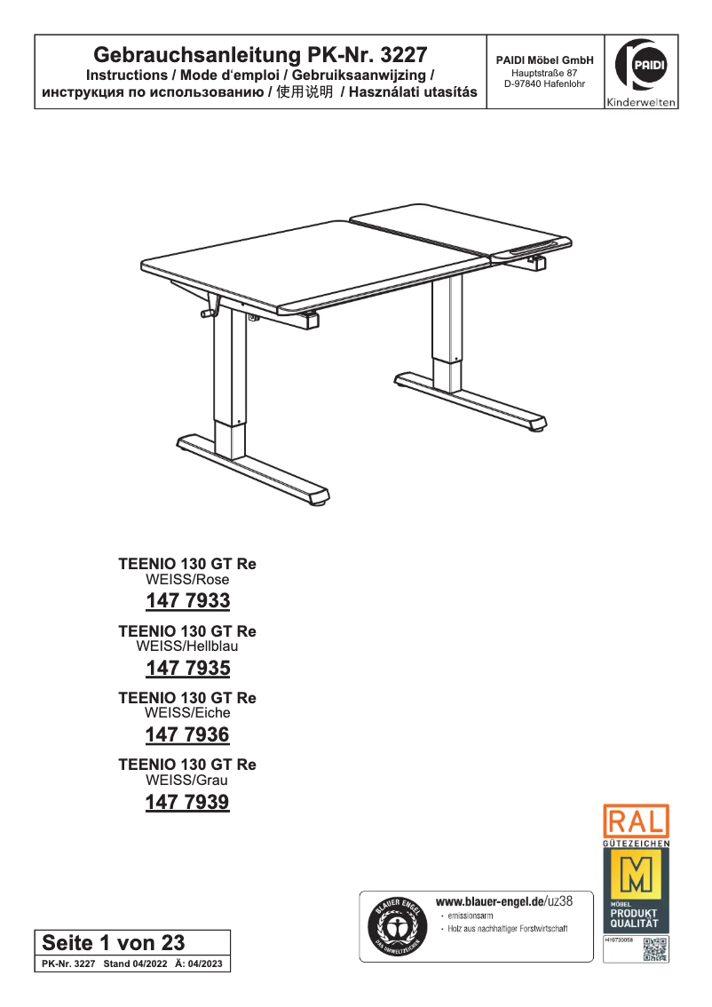 Página 1 del manual Manual de usuario Paidi Teenio GT
